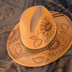 Sunflower Embroidered Brown Hat